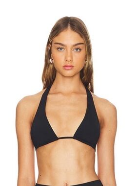 NWT WeWoreWhat Black XXS Halter Bikini Top